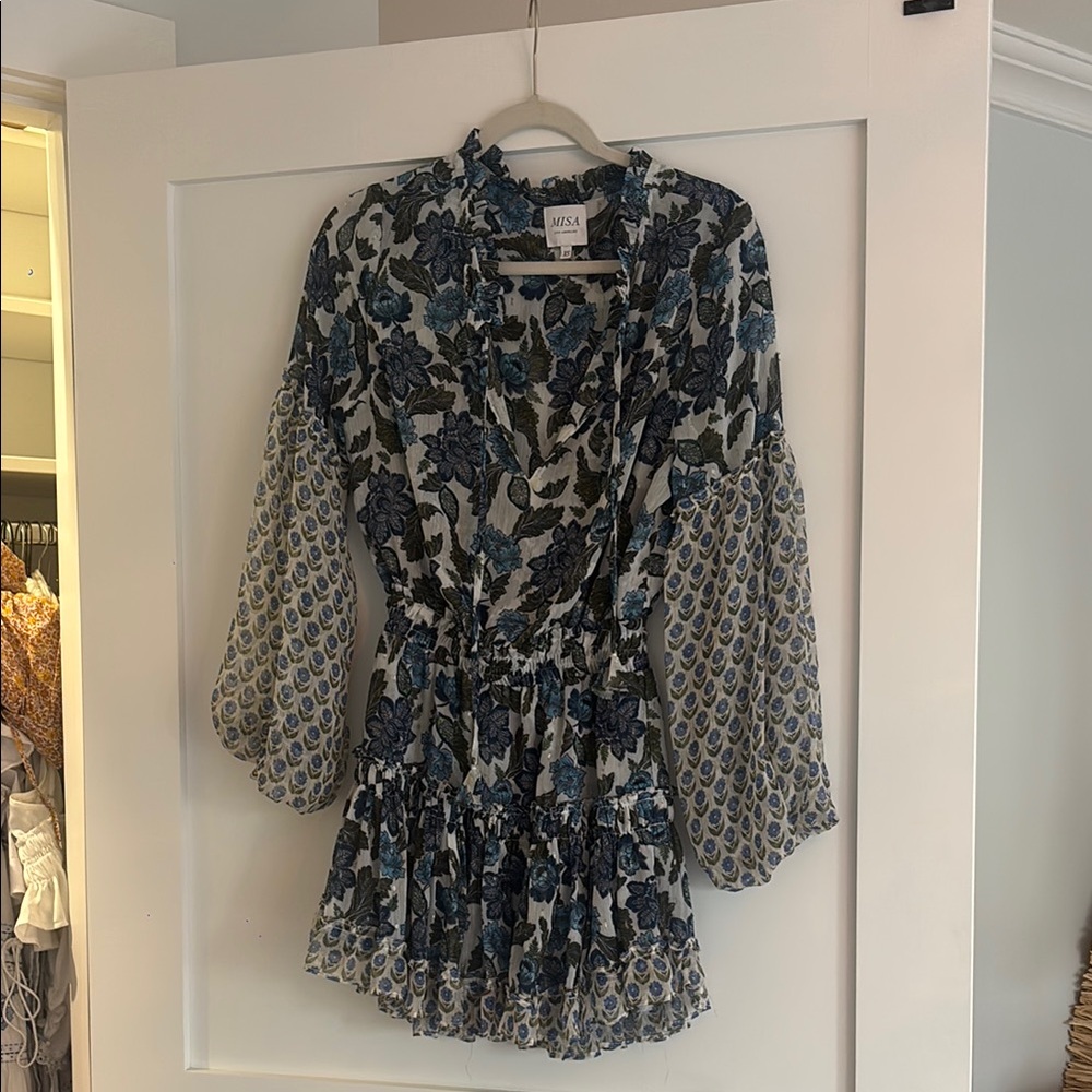 Misa Los Angeles Blue Floral Mini Dress